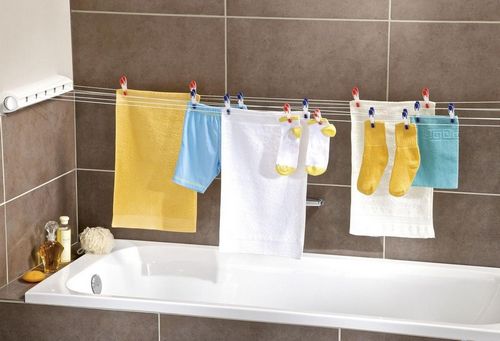 Настенная сушилка для белья: раздвижная сушка и складная в ванную, веревки и фото комнаты, Леруа Мерлен