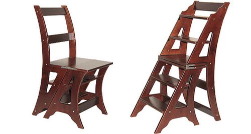 Стул-стремянка: деревянная лестница и складной алюминиевый стульчик-трансформер и табурет из финляндии